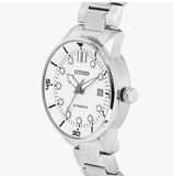 Citizen Mechanical Automatic White Dial Silver Steel Strap Watch for Men - NJ0191-83A