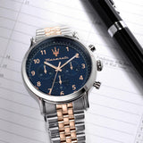 Maserati Epoca Limited Edition Chronograph Blue Dial Two Tone Steel Strap Watch for Men - R8873618021