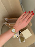 Michael Kors Laney Silver Dial Gold Steel Strap Watch for Women - MKO1083