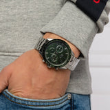 Lacoste Boston Green Dial Silver Steel Strap Watch for Men - 2011080
