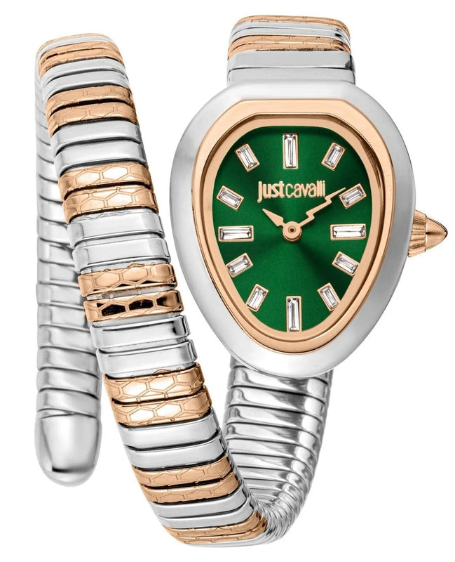 Just Cavalli Aversa Green Dial Two Tone Steel Strap Watch for Women - JC1L222M0075
