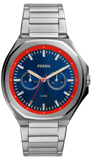 Fossil Evanston Blue Dial Silver Steel Strap Watch for Men - BQ2774