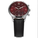 Fossil Neutra Red Dial Black Leather Strap Watch for Men - FS6016