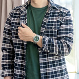 Fossil Machine Green Dial Silver Steel Strap Watch for Men - FS5899