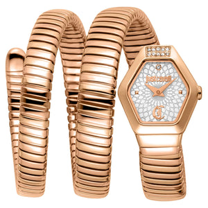 Just Cavalli Romina Silver Dial Rose Gold Steel Strap Watch for Women - JC1L395M0045