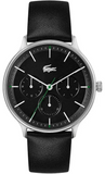 Lacoste Club Black Dial Black Leather Strap Watch for Men - 2011226
