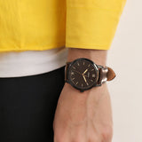 Fossil Minimalist Brown Dial Brown Leather Strap Watch for Men - FS5551