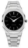 D1 Milano Ultra Thin Black Dial Silver Steel Strap Watch for Women - D1-UTBL05