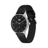 Lacoste Club Black Dial Black Leather Strap Watch for Men - 2011226