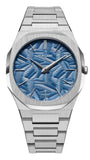 D1 Milano Ultra Thin Olympic Blue Dial Silver Steel Strap Watch for Men - D1-UTBJ35