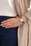 Emporio Armani Aurora Quartz Mother Of Pearl White Dial Blue Leather Strap Watch For Women - AR11090