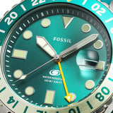 Fossil GMT Green Dial Blue Silicon Strap Watch for Men - FS5992