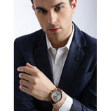 Hugo Boss Navigator Chronograph Grey Dial Brown Leather Strap Watch for Men - 1513496