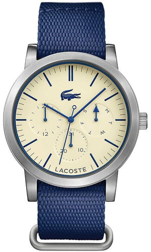 Lacoste Metro White Dial Blue Textile Strap Watch for Men - 2010875