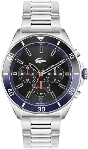 Lacoste Tiebreaker Black Dial Silver Steel Strap Watch for Men - 2011155