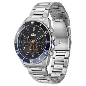 Lacoste Tiebreaker Black Dial Silver Steel Strap Watch for Men - 2011155