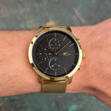 Lacoste Replay Black Dial Gold Steel Strap Watch for Men - 2011195