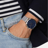 Lacoste Replay Blue Dial Silver  Steel Strap Watch for Men - 2011256