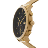 Lacoste Replay Black Dial Gold Steel Strap Watch for Men - 2011195