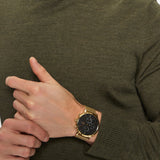Lacoste Replay Black Dial Gold Steel Strap Watch for Men - 2011195