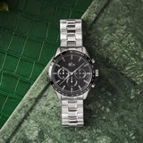 Lacoste Boston Black Dial Silver Steel Strap Watch for Men - 2011079