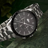 Lacoste Boston Black Dial Silver Steel Strap Watch for Men - 2011079