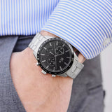 Lacoste Boston Black Dial Silver Steel Strap Watch for Men - 2011079