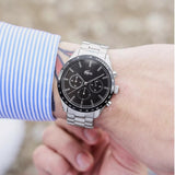 Lacoste Boston Black Dial Silver Steel Strap Watch for Men - 2011079