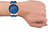Versace Chain Reaction Quartz Blue Dial Blue & Black Leather Strap Watch for Men - VEDY00119