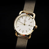 Fossil Commuter White Dial Gold Steel Strap Watch for Women - ES4332