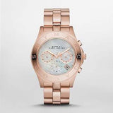 Marc Jacobs Blade Chronograph Mother of Pearl White Dial Rose Gold Steel Strap Watch for Women - MBM8637
