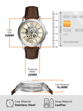 Fossil Heritage White Dial Brwon Leather Strap Watch for Men - ME3264