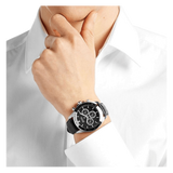 Hugo Boss Ikon Chronograph Black Dial Black Leather Strap Watch for Men - 1513178