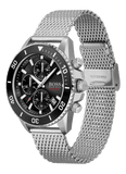 Hugo Boss Ocean Edition Chronograph Black Dial Silver Mesh Bracelet Watch for Men - 1513701
