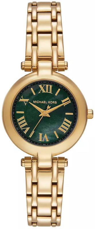 Michael Kors Laney Green Dial Gold Steel Strap Watch for Women - MK4892