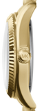 Michael Kors Lexington Quartz Blue Dial Gold Steel Strap Watch For Women - MK3271