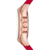 Michael Kors Pilot White Dial Rose Red Silicone Strap Watch for Women - MKO1005