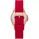 Michael Kors Pilot White Dial Rose Red Silicone Strap Watch for Women - MKO1005