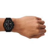 Michael Kors Panorama Black Dail Black Leather Strap Watch for Men - MK9201