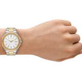 Michael Kors Callum White Dial Two Tone Steel Strap Watch for Men - MKO1181