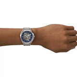 Fossil Evanston Blue Dial Silver Steel Strap Watch for men - BQ2620