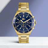 Lacoste Tiebreaker Blue Dial Gold Steel Strap Watch for Men - 2011151