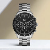 Lacoste Boston Black Dial Silver Steel Strap Watch for Men - 2011079