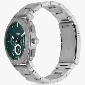 Fossil Machine Green Dial Silver Steel Strap Watch for Men - FS6079