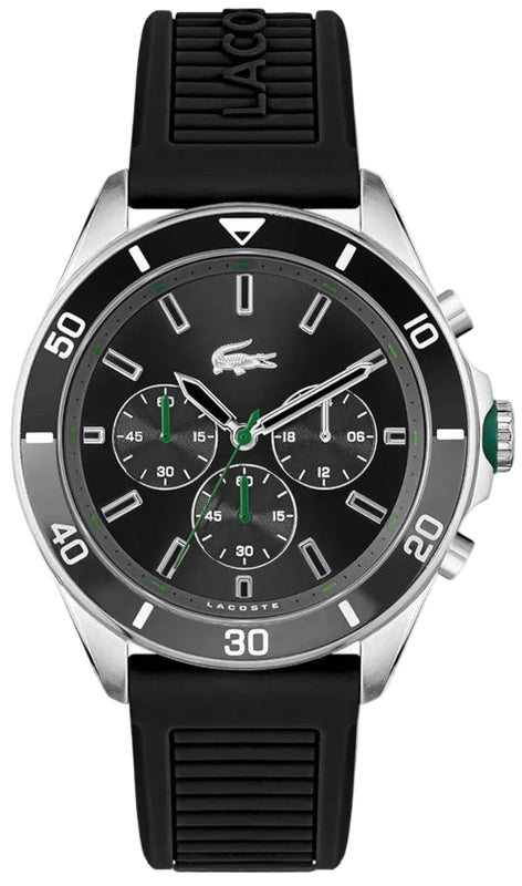Lacoste Tiebreaker Black Dial Black Silicone Strap Watch for Men - 2011152