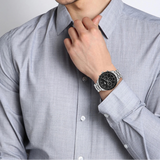 Lacoste Boston Black Dial Silver Steel Strap Watch for Men - 2011079