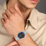 Lacoste Tiebreaker Black Dial Silver Steel Strap Watch for Men - 2011155