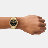 Michael Kors Callum Black Dial Gold Steel Strap Watch for Men - MKO1179