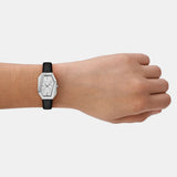Michael Kors Suri Silver Dial Black Leather Strap Watch for Women - MK4881