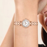 Michael Kors Laney Silver Dial Rose Gold Steel Strap Watch for Women - MK4893